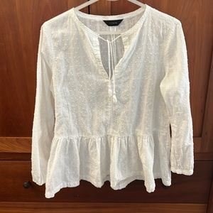 J.Crew White top with drop waist, and beautiful details